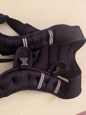 Black Padded Weight Vest with Reflective Stripes